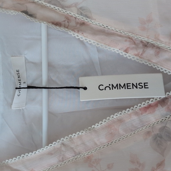 Commense Cream Floral Chiffon Long Sleeve Dress - Picture 7 of 8